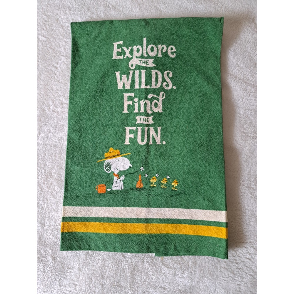 Peanuts Snoopy Explore the Wilds Green Kitchen Towel Camping Woodstock 2024
